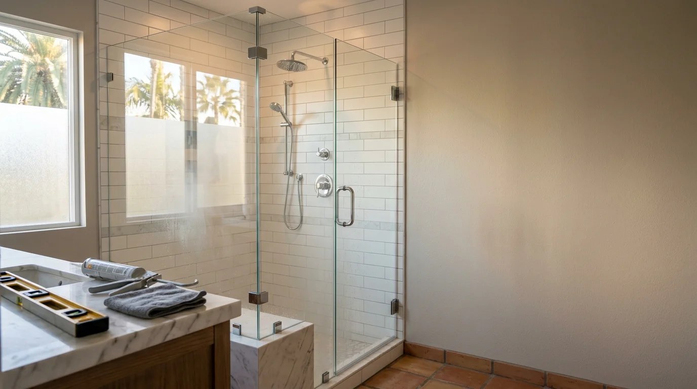 Modern shower installation in San Diego bathroom